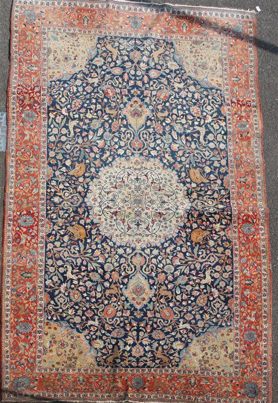 An Isfaphan blue ground carpet, 15ft 10in by 9ft 4in.
